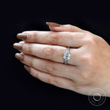 Asscher Three Stone Ring, Old Cut Three Stone Ring, Three Stone Moissanite Ring, Triology Engagement Ring Moissanite, 14k White Gold Ring