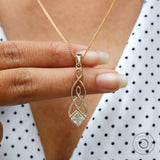 Celtic Knot Pendant Yellow Gold 5 MM Princess Cut Moissanite Pendant Statement Pendant for Women Unique Pendant For Chain Celtic Jewellery