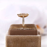 1.0 CT Pear Shaped Lab Grown Diamond Halo Engagement Ring, Unique 14K Solid Gold Vintage Style Ring, Antique Pear Diamond Ring