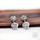 5MM Light Champagne Old European Cut Moissanite Stud Earrings, Unique Screw Back Stud Earrings, Vintage Style Round Moissanite Stud Earrings