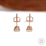 5 MM Old Mine Cut Cushion Moissanite Earrings, 14k Solid Rose Gold Ear Studs, Vintage Style Earrings, Dainty Earrings For Gifting Purpose