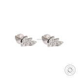 Contemporary Flying Angel Ear Stud, Angel Wing Earrings, Lab Grown Diamond Earrings, White Gold Stud, Dainty Stud Earrings, Leaf Earrings