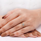 Round Lab Grown Diamond Halo Engagement Ring in 14k Yellow Gold Elegant Sunburst Diamond Ring Handcrafted Cathedral Shank Halo Blossom Ring