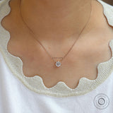 Floral Round Cut Lab Grown Diamond Necklace, 10k/14k/18k Solid Gold Pendant Chain Necklace, Dainty Diamond Necklace For Women, Gift For Her