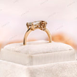 Toi Et Moi Double Stone Engagement Ring Two Stone 14k Yellow Gold Ring Pear Champagne & Princess Moissanite Ring You And Me Ring For Women