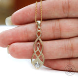 Celtic Knot Pendant Yellow Gold 5 MM Princess Cut Moissanite Pendant Statement Pendant for Women Unique Pendant For Chain Celtic Jewellery
