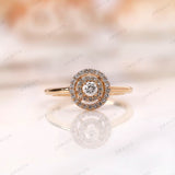 Lab Grown Diamond Double Halo Engagement Ring, 18K Yellow Gold, Vintage Style Halo Ring, Promise Ring For Her, Dainty Halo Ring