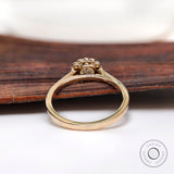 Round Lab Grown Diamond Halo Engagement Ring in 14k Yellow Gold Elegant Sunburst Diamond Ring Handcrafted Cathedral Shank Halo Blossom Ring