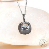 10 MM Old Cut Cushion Moissanite Pendant, Oxidized Silver Matte Finish Georgian Pendent, Claw Prong, Antique Cut Gold Pendant For Women