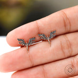 Valkyrie Stud Earrings, Flying Guardian Angel Earrings, Black Moissanite Earrings, Solid Gold Dainty Earrings, Earrings For Young Girl