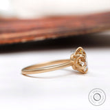 Champagne Moissanite Engagement Ring OEC Cut Georgian Style Matte Yellow Gold Vintage Moissanite Ring Unique Wedding Ring