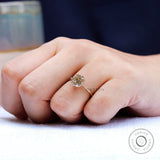 2.74 CT OMC Cushion Champagne Moissanite Vintage Engagement Ring, Satin/Brushed Matte Finish Claw Prong Ring, Yellow Gold Georgian Ring