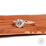 Unique Round Cut Moissanite Engagement Ring 14k Solid Gold 4 Prong Tulip Set Solitaire Proposal Promise Ring Low Profile Right Hand Ring