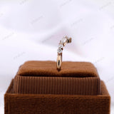 Marquise Cut Moissanite Curved Wedding Band, Half Eternity Band, Rose Gold Matching Band Diamond Stacking Ring, Unique V Shape Band