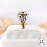 Large Engagement Ring, 10 MM 3.5 CT Cushion Ring, Old Mine Cut Cushion Moissanite Ring, Vintage Cluster Ring, Solitaire Bezel Ring Gold