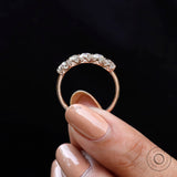 Five Stone Moissanite Wedding Band 5 Stone Half Eternity Ring Old Mine Elongated Cushion Cut Anniversary Band Unique Gold Vintage Band Ring