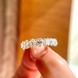 7 Stone Old Mine Cushion Cut Half Eternity Band, Moissanite Wedding Band, Vintage Wedding Band, White Gold Wedding Band, Seven Stone Ring