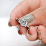 Old European Cut Round Shape Moissanite Engagement Ring 10K White Gold Wedding Ring OEC Round Cut Solitaire Ring Unique Euro Shank Ring