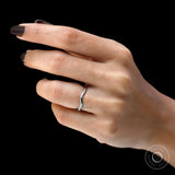 2 MM Curved Wedding Band With 5 Lab Diamonds in 18K White Gold, Matching Contour Band For Her, Curved Diamond Band, Wave Ring Diamond