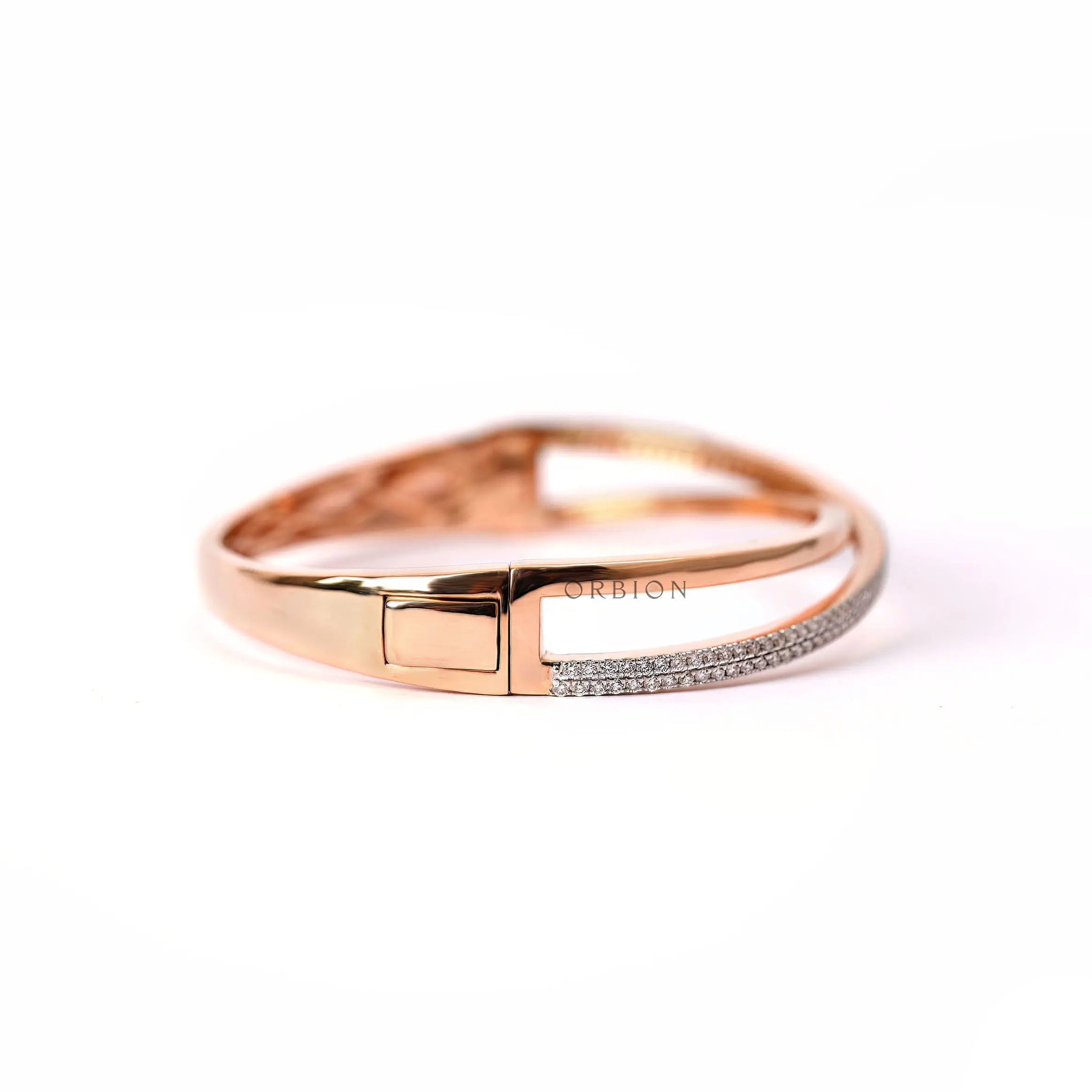 Clasp detail lab grown diamond crossover bangle bracelet