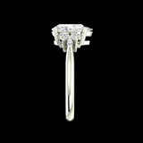 Side profile of pear moissanite ring in white gold