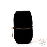Side profile view minimal yellow gold link bolo bracelet