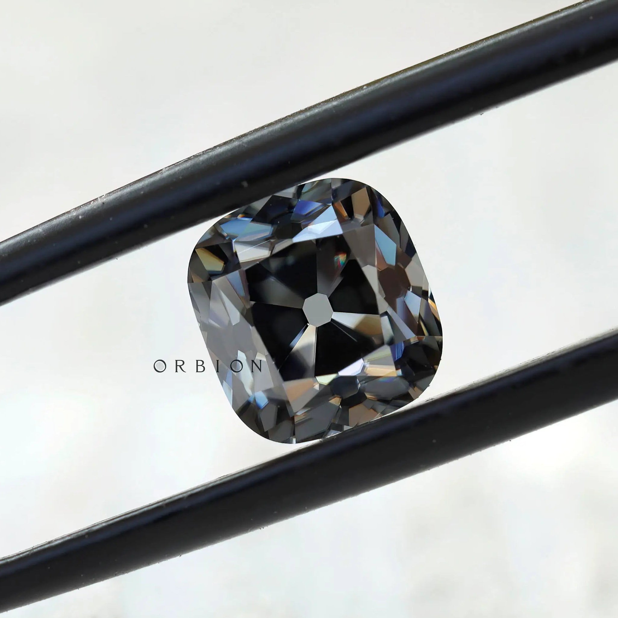 1.7 CT Old Mine Cut Cushion Grey Loose Moissanite Stone in Hand