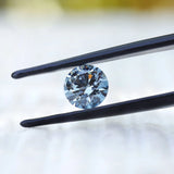 Side tilted view of fancy intense blue round diamond