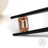 Front view orange emerald step cut lab diamond