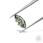 Vivid green marquise lab diamond close up side angle