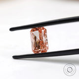 Front angled radiant brilliant cut fancy pink loose diamond
