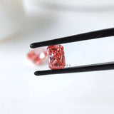 Angled radiant vivid pink loose diamond pair display