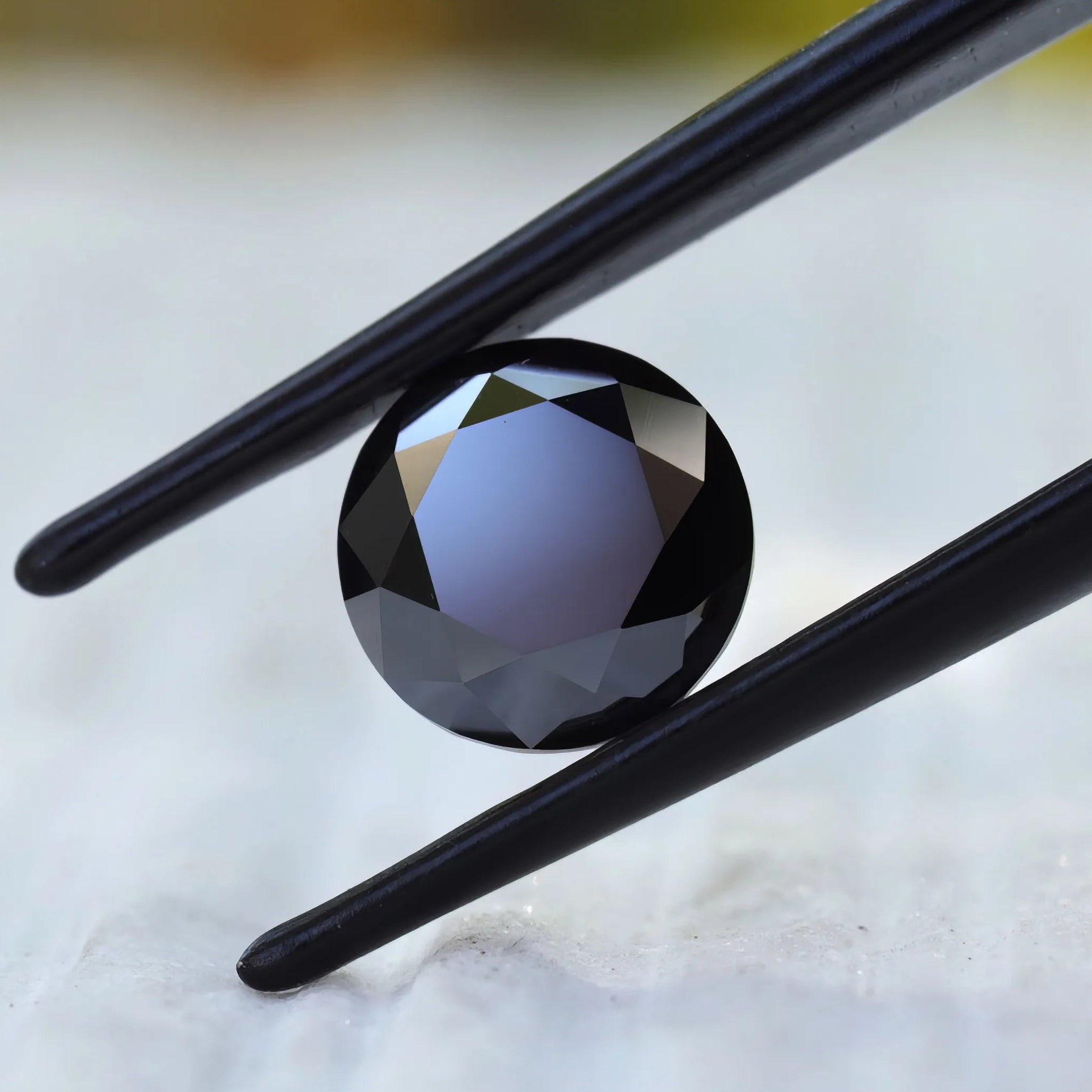Front view of 2 CT Round Old European Cut Black Moissanite