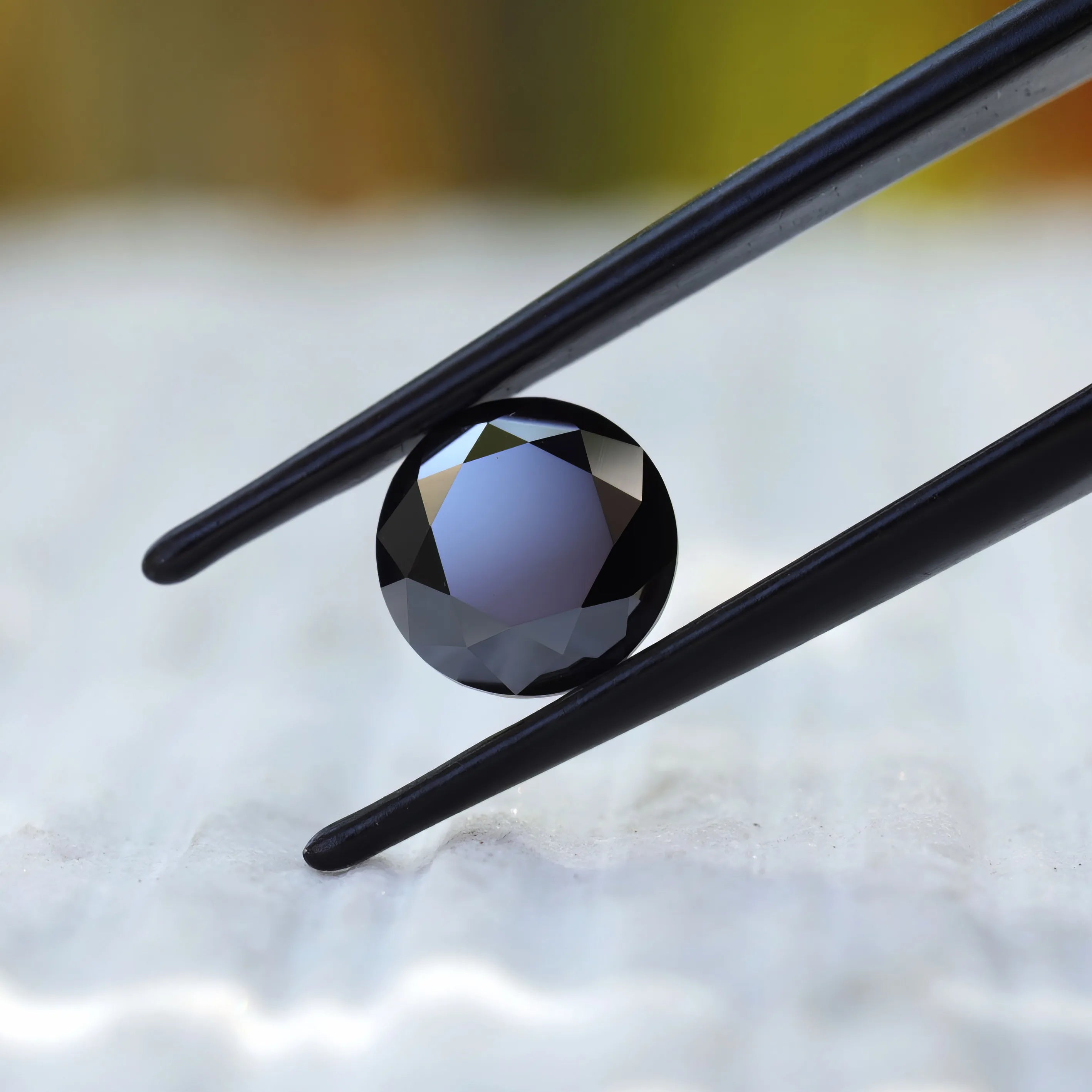 Front view of 2 CT Round Old European Cut Black Moissanite