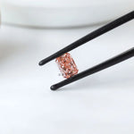 Closed up view of matched pink radiant diamond pair