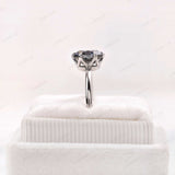 1.6 CT Round OEC Dark Grey Moissanite Vintage Engagement Ring For Her, Grey Stone Ring, Solid White Gold Ring, Antique Old European Cut Ring