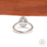 Elegant Light Green Moissanite Halo Ring in White Gold - Perfect for Proposals Unique and Sparkling Pear Cut Design, A Timeless Choice