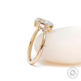 Modern Three Stone Lab Grown Diamond Ring for a Unique Proposal, Bridal Beauty: Trilogy Ring in Yellow Gold for a Special Wedding Day