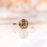 OMC Cushion Champagne Moissanite Ring, Champagne Engagement Ring, Champagne Bezel Ring, Closed Basket Ring, Old Cut Yellow Gold Rings