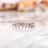 Colorless Heart Shape Moissanite Wedding Band, Half Eternity Stackable Band For Her, Dainty Diamond Band, Comfortable Band For Women