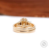 Oval Champagne Moissanite Ring Set, Oval Engagement Ring With Matching Band, Bridal Ring Set, Wedding Ring Set, Classic Curved Matching Band