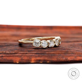 Five Stone Moissanite Wedding Band with Asscher & Round Cut Stones Curved 5 Stone Stacking Band Dainty Women Band Perfect for Weddings