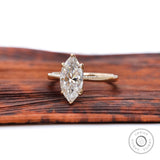 14K Solid Gold Marquise Cut Moissanite Ring, Tulip Set Solitaire Engagement Ring, Unique Cathedral Shank Anniversary Ring, Promise Ring