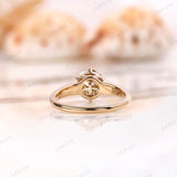 Champagne Moissanite Ring, Georgian Ring for Her, Unique Engagement Ring, Old Cut Three Stone Ring, Claw Prong Ring, Vintage Promise Ring