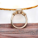 Three Stone Champagne Moissanite Vintage Engagement Ring OEC Georgian Three Stone Ring Antique Old Cut 3 Stone Ring 14k Yellow Gold