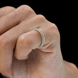 3 Row Full Eternity Wedding Band, Stackable Diamond Wedding Band, Three Row Diamond Band, Anniversary Ring, Elegant Stacking Ring