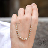 3 MM Old Cut Round Moissanite Necklace, Georgian Style Floating Stone Necklace, 14K Gold Claw Prong Statement Necklace, Layered Necklace