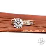 2.5 TCW Round Brilliant Cut Lab Grown Diamond/Moissanite Channel Set Diamond Engagement Ring,  Diamond Accent Band Ring, Wedding Rings Women