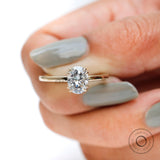 1.5 Ct Solitaire Oval Cut Moissanite Engagement Ring 14k Yellow Gold Single Stone Double Claw Prong Martini Basket Set Promise Ring