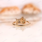 Toi Et Moi Double Stone Engagement Ring Two Stone 14k Yellow Gold Ring Pear Champagne & Princess Moissanite Ring You And Me Ring For Women